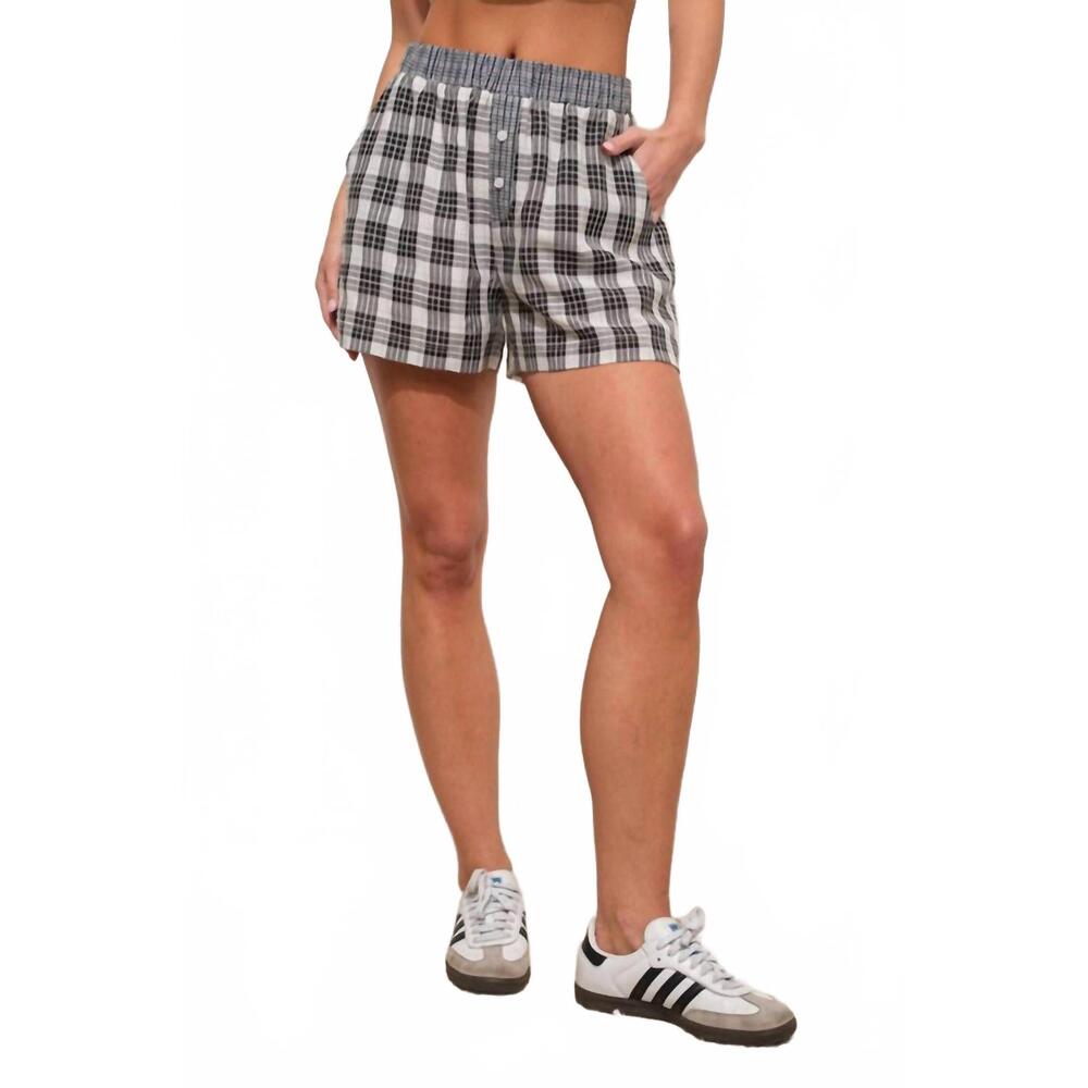 NEW PRETTY GARBAGE pretty in plaid boxer shorts in black